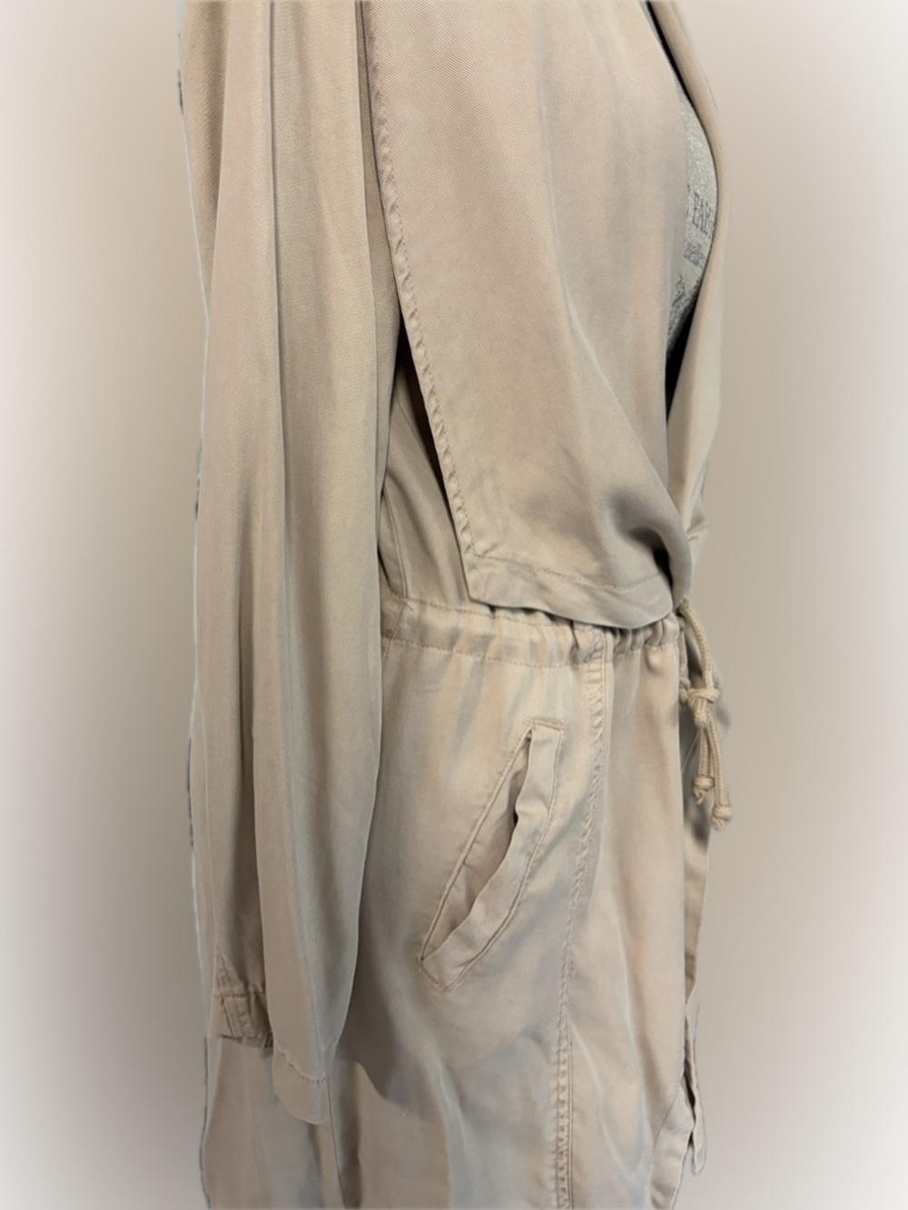 Max Jeans Light Beige Drawstring Robe Jacket - Picture 3 of 8